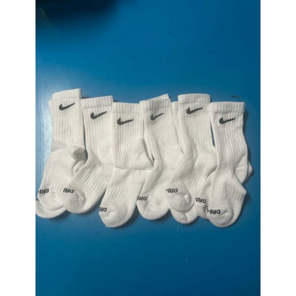 Nike Kids 6-Pack Performance Crew Socks Lightweight White Athletic 5-7 10C-3Y - Picture 2 of 2